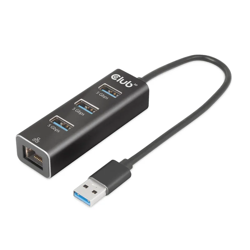 HUB CLUB 3D USB-A A 3xUSB-A 3.0/RJ45 NEGRO