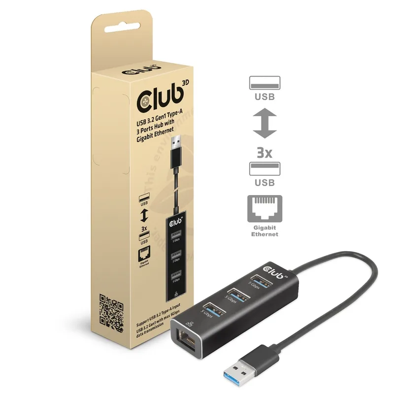 HUB CLUB 3D USB-A A 3xUSB-A 3.0/RJ45 NEGRO - foto 2