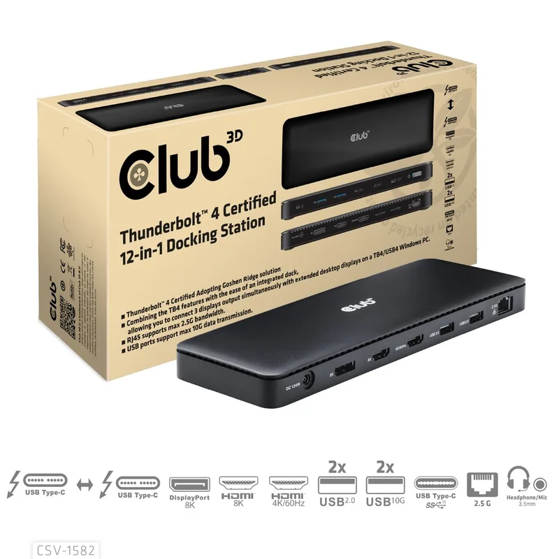 DOCKING CLUB 3D STATION THUNDERBOLT 4 12EN1 2xHDMI 1xDP 2.5GB ETHERNET