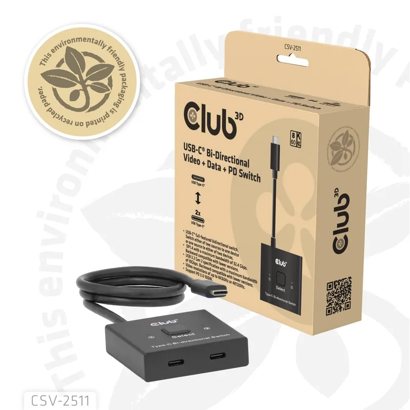 SWITCH CLUB 3D USB-C BIDIRECCIONAL DE VIDEO+DATOS+PD - foto 2