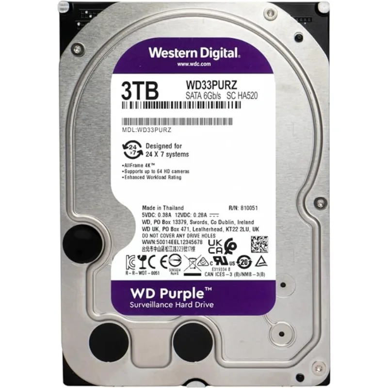 Disco Duro HDD Western Digital 3.5 8TB 256MB SATA3 PURPLE PRO - foto 3